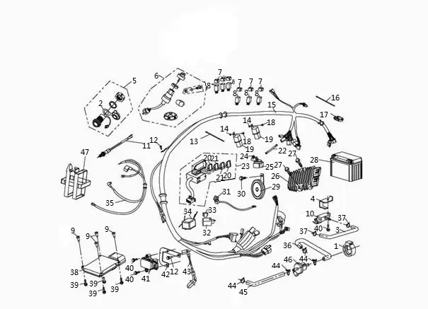 Dibujo del despiece: Sistema eléctrico
