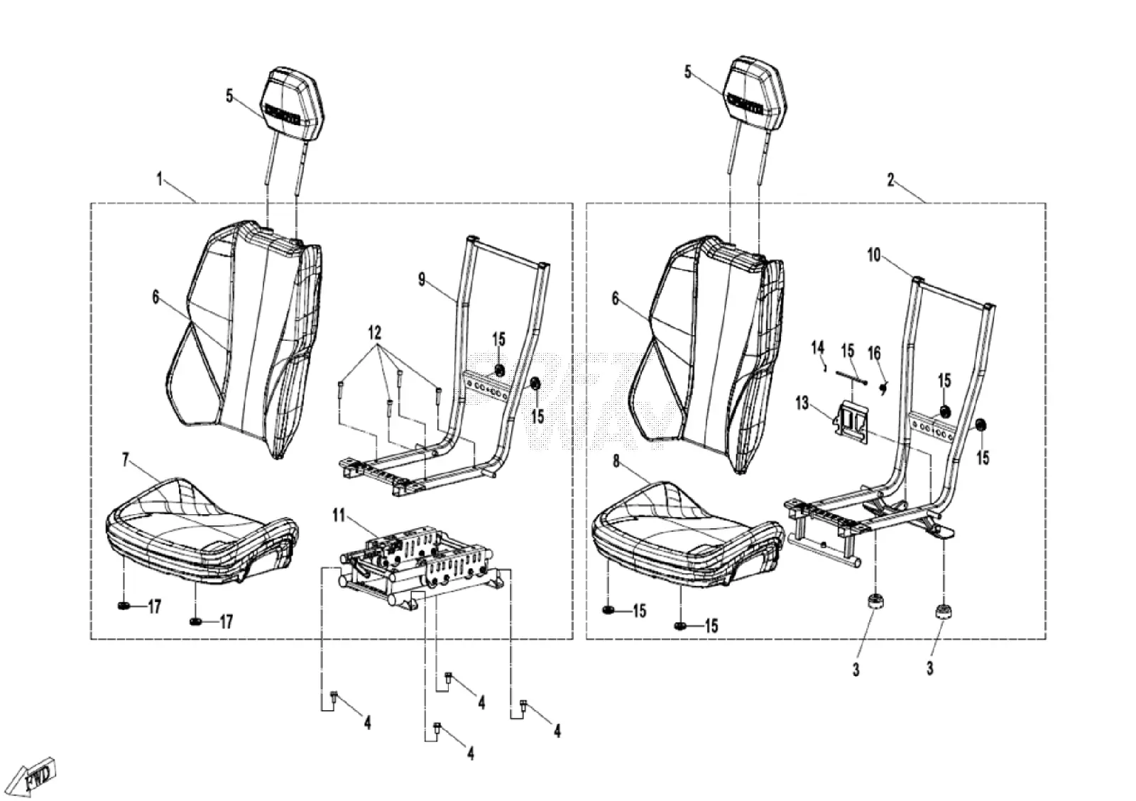 Dibujo del despiece: Asiento