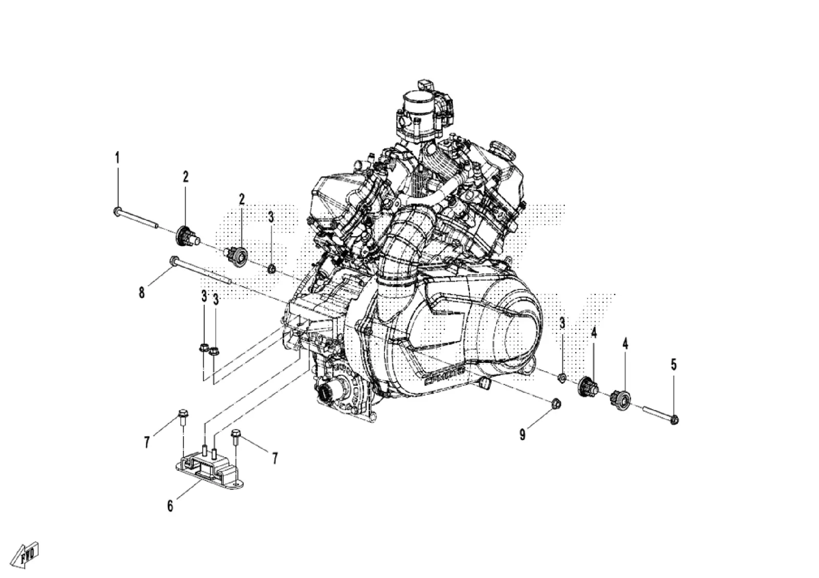 Dibujo del despiece: Soportes del motor