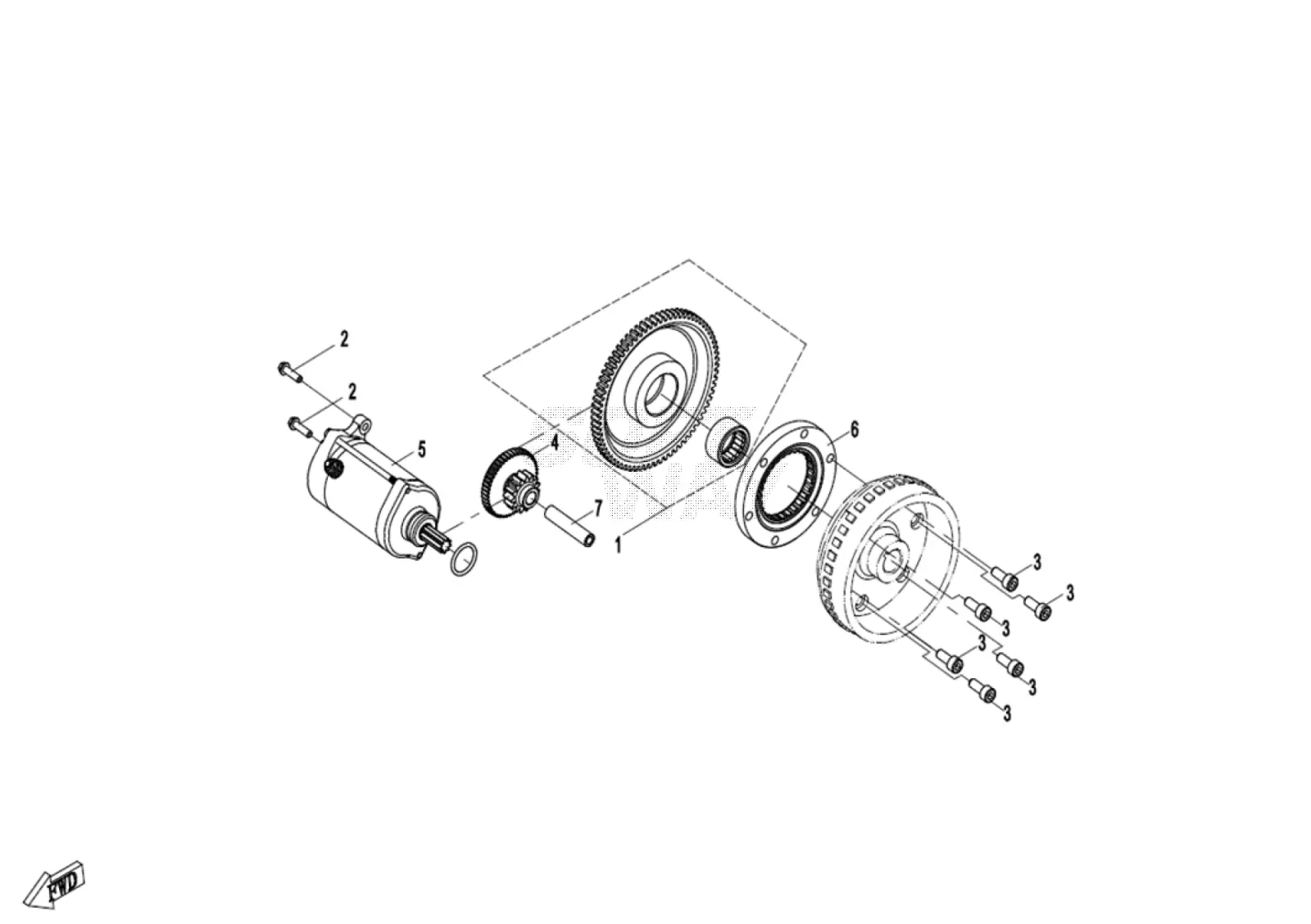 Dibujo del despiece: Motor de arranque