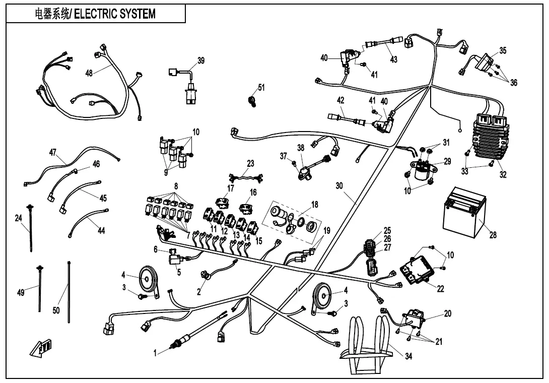 Dibujo del despiece: Sistema eléctrico