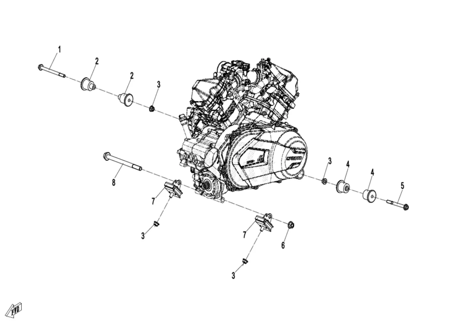 Dibujo del despiece: Soportes del motor