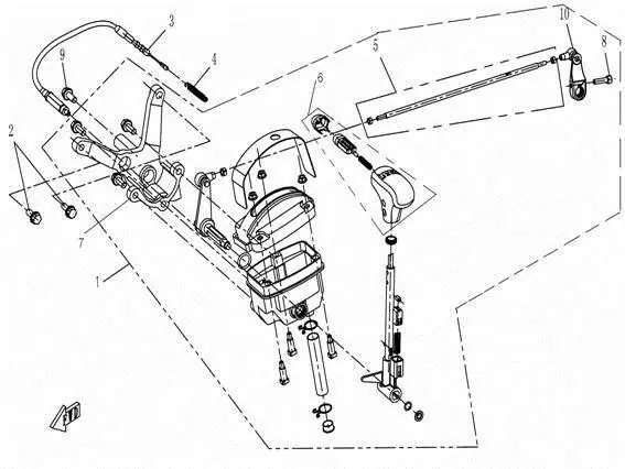 Dibujo del despiece: Selector de marchas